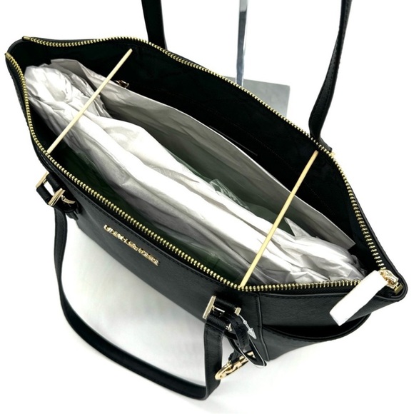 Michael Kors Large Charlotte TZ Tote Bag Black/Gold - Picture 9 of 11